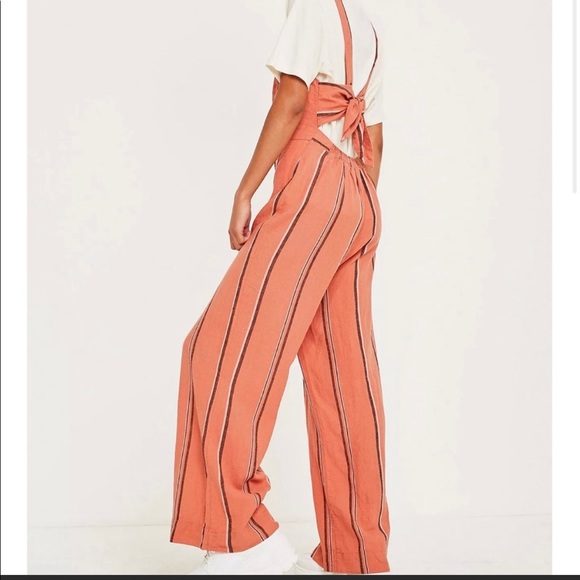 Urban Outfitters UO Ashley Striped long romper jumpsuit small p open back NWOT - Picture 2 of 15
